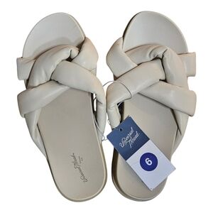 Universal Thread Cream Knotted Slide Sandals